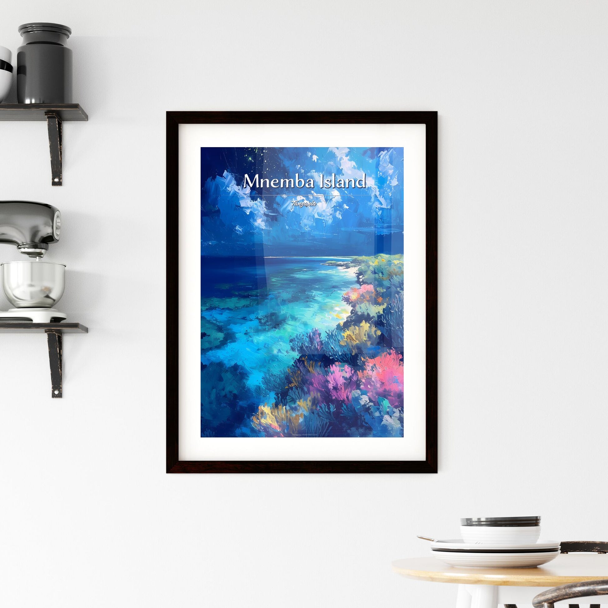 Mnemba Island, Tanzania - Art print of a painting of a beach and plants Default Title