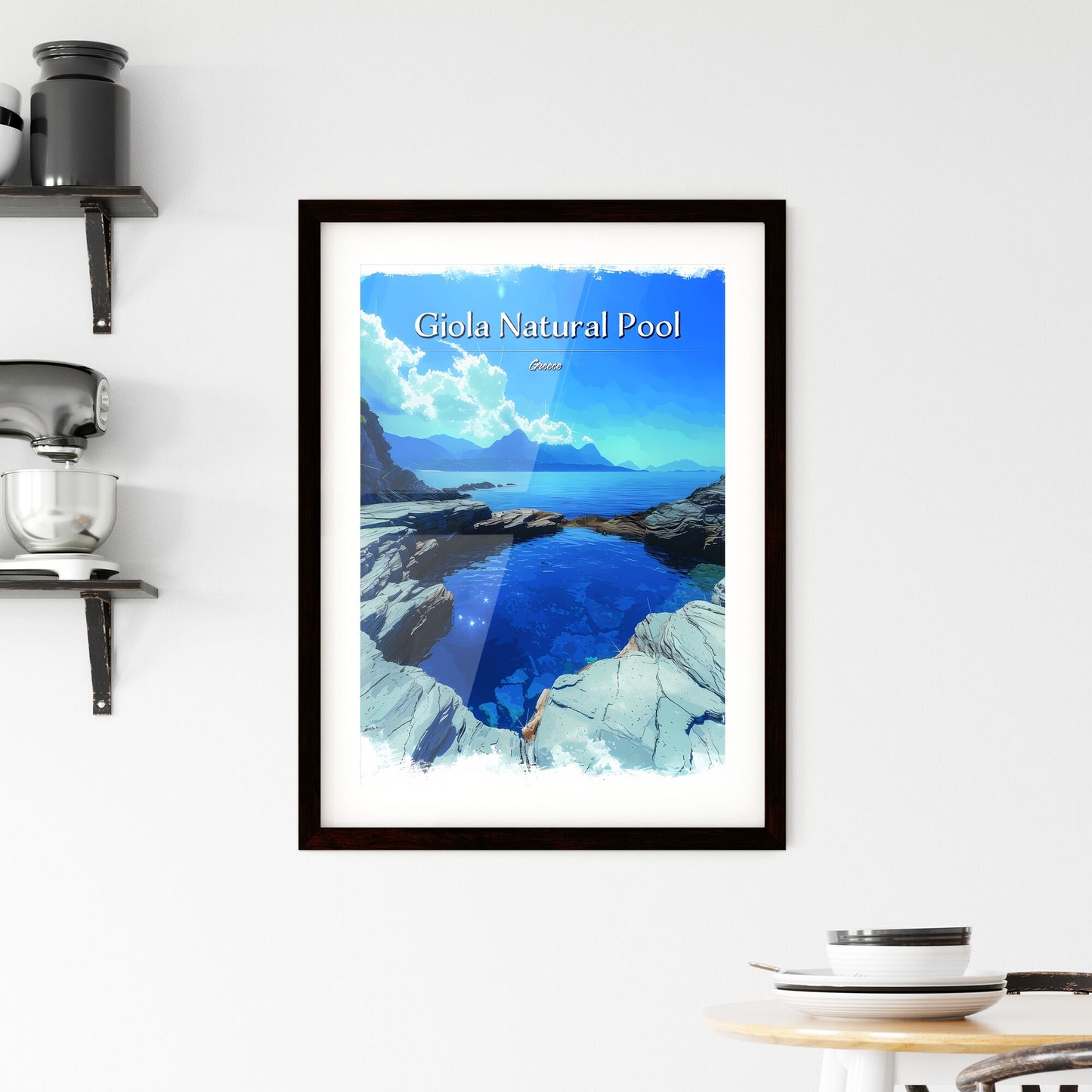 Giola Natural Pool, Greece - Art print of a blue water in a body of water Default Title