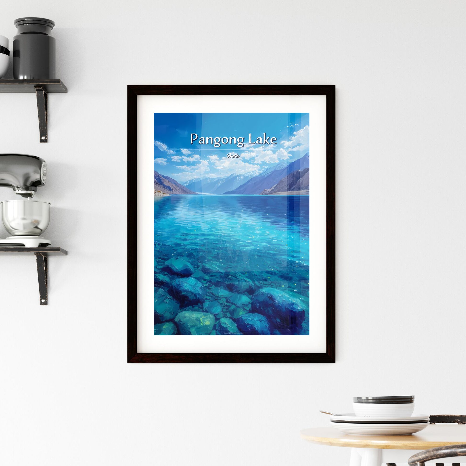 Pangong Lake, India - Art print of a blue water with mountains in the background Default Title