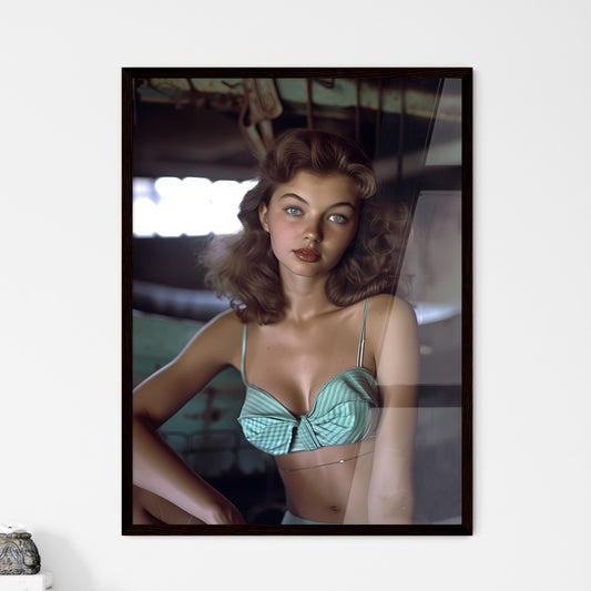 Sitting pin up factory worker girl,looking amazing - Art print of a woman in a garment Default Title