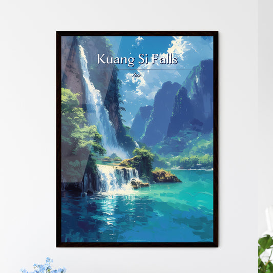 Kuang Si Falls, Laos - Art print of a waterfall and blue water Default Title