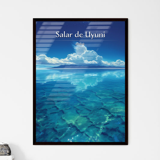 Salar de Uyuni, Bolivia - Art print of a blue water with a mountain in the background Default Title