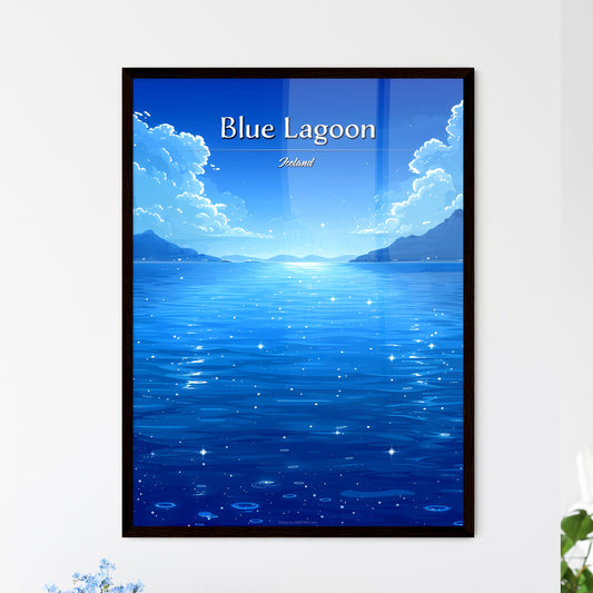Blue Lagoon, Iceland - Art print of a blue water with mountains and clouds Default Title