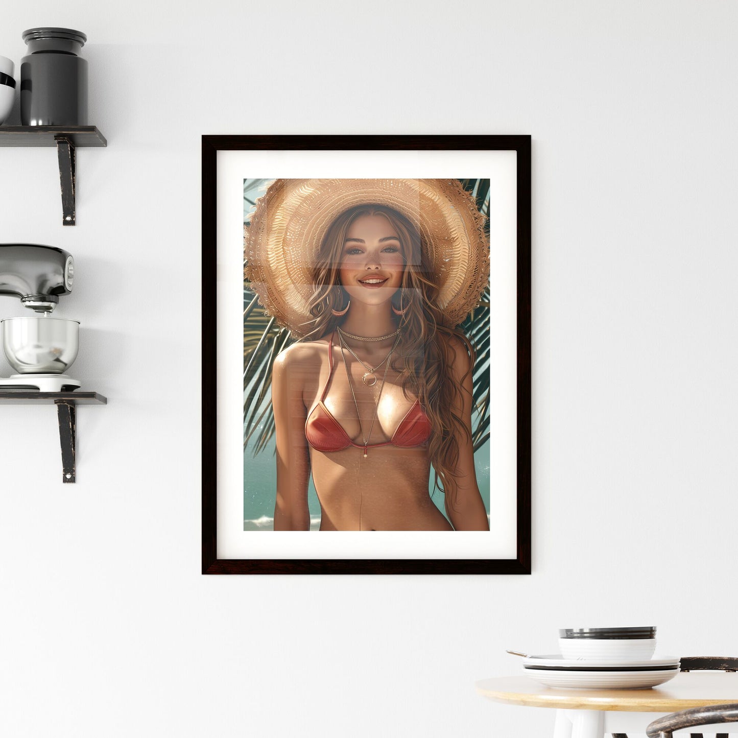 Retro poster - Art print of a woman wearing a garment and hat Default Title