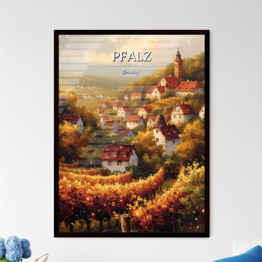 Pfalz, Germany - Art print of a painting of a village in a vineyard Default Title