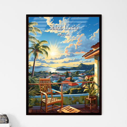 On the roofs of Saint Lucia, Saint Lucia - Art print of a chair on a balcony overlooking a city Default Title