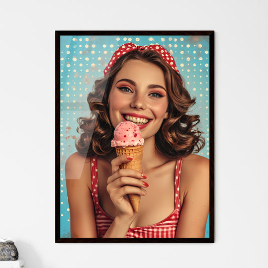 Retro poster - Art print of a woman holding an ice cream cone Default Title