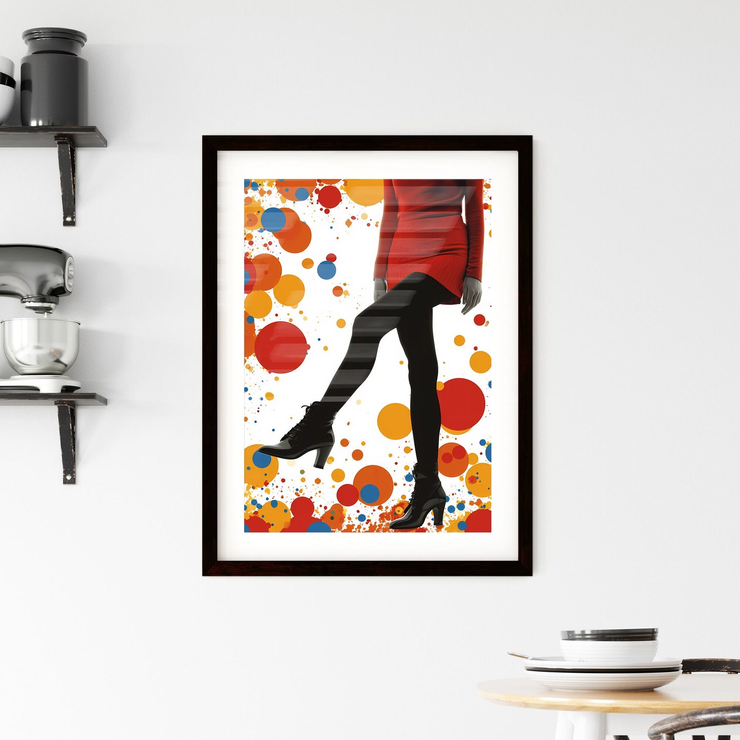 Pin up pedigree pinups 50s - Art print of a woman in a red dress and black tights Default Title