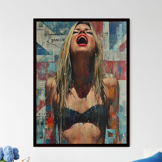 Fresco mixed with realism and pop art - Art print of a woman in a garment with her mouth open Default Title