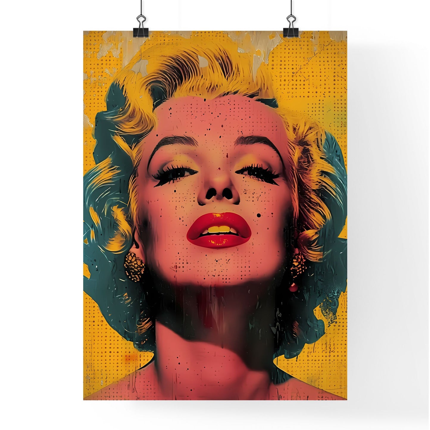 A striking half-body portrait of Marilyn Monroe - Art print of a woman with blonde hair and red lipstick Default Title
