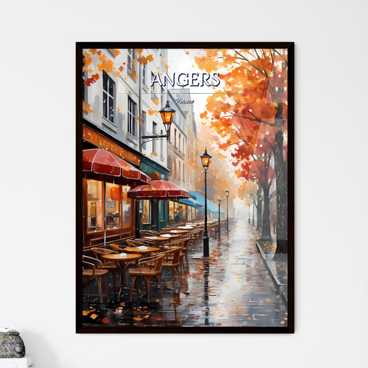 Angers, France - Art print of a street with tables and umbrellas on it Default Title