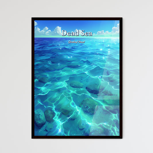 Dead Sea, Jordan/Israel - Art print of a blue water with rocks and sunlight Default Title