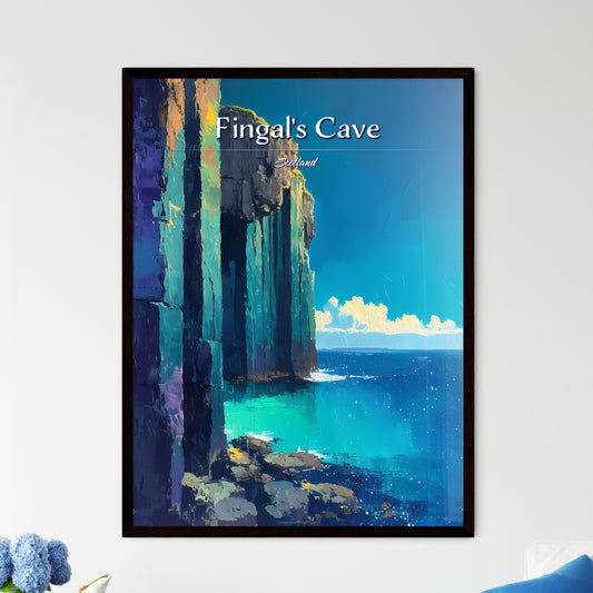 Fingal_s Cave, Scotland - Art print of a painting of a cliff and blue water Default Title