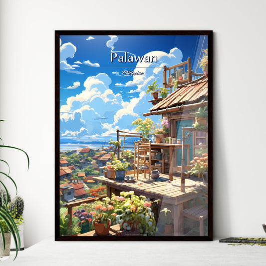 On the roofs of Palawan, Philippines - Art print of a house with flowers and plants on the roof Default Title