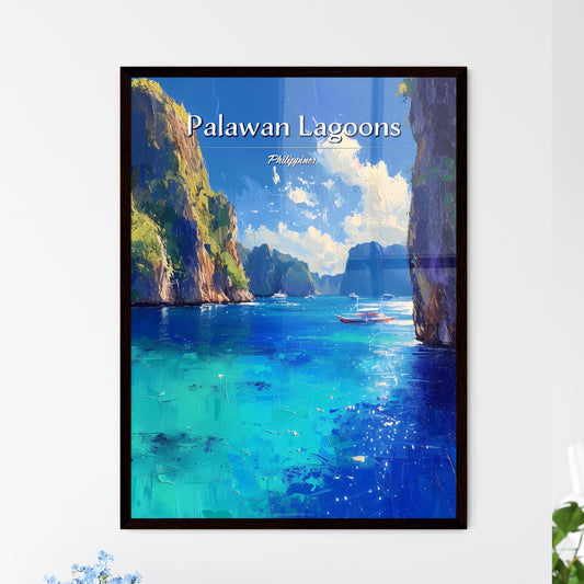 Palawan Lagoons, Philippines - Art print of a painting of a boat in the water Default Title