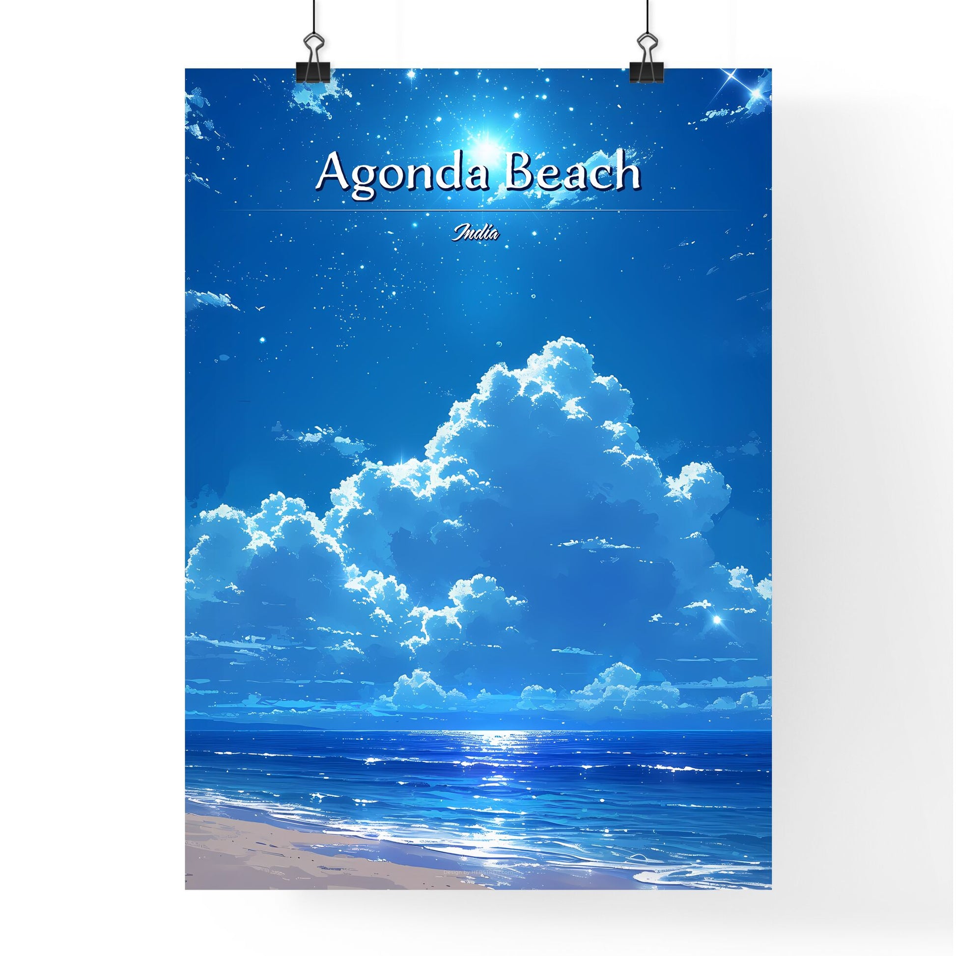 Agonda Beach - Art print of a blue sky with clouds and water Default Title