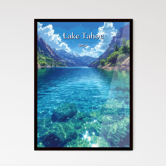 Lake Tahoe, USA - Art print of a body of water with trees and mountains Default Title