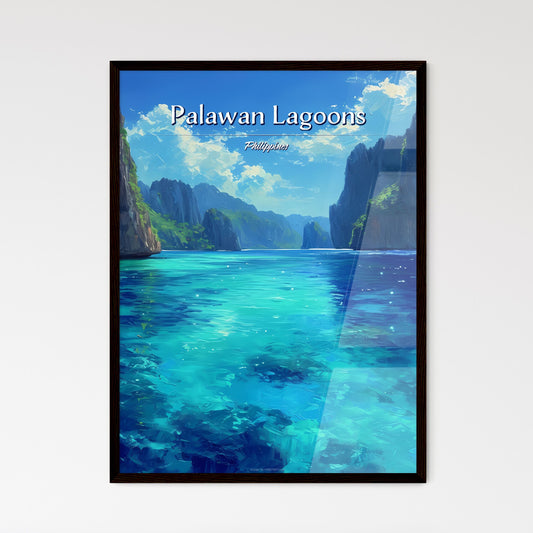 Palawan Lagoons, Philippines - Art print of a blue water with rocky mountains and blue sky Default Title