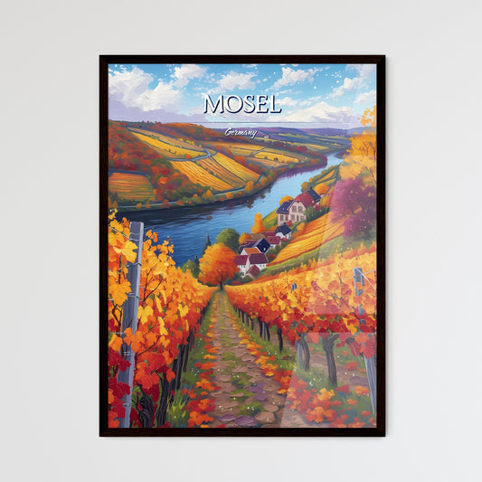Mosel, Germany - Art print of a painting of a river running through a vineyard Default Title