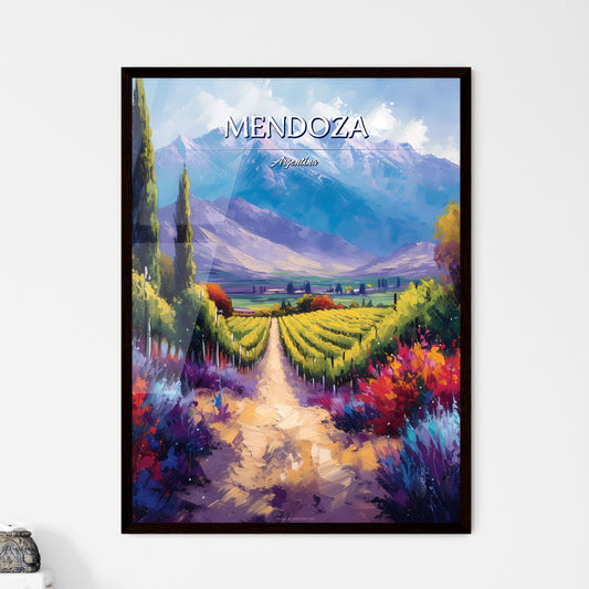 Mendoza, Argentina - Art print of a painting of a vineyard with mountains in the background Default Title