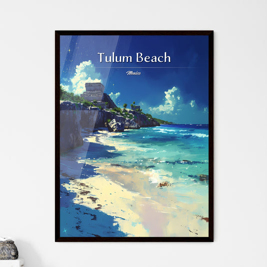 Tulum Beach, Mexico - Art print of a beach with rocks and water Default Title
