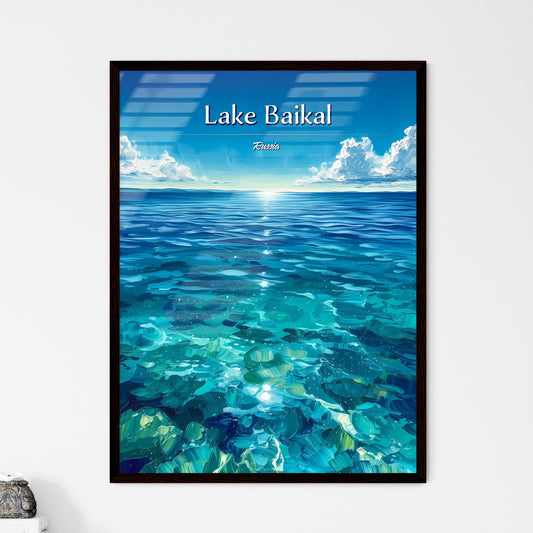 Lake Baikal, Russia - Art print of a blue ocean with blue sky and clouds Default Title