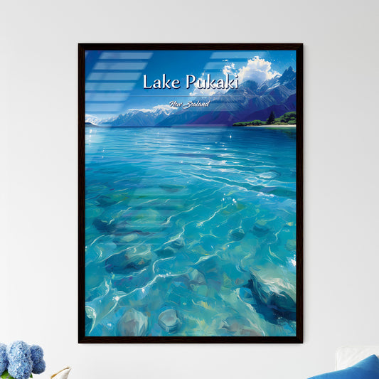Lake Pukaki, New Zealand - Art print of a blue water with mountains in the background Default Title