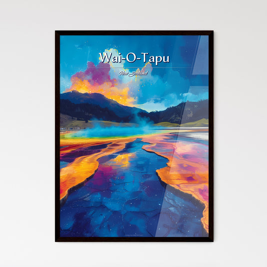 Wai-O-Tapu, New Zealand - Art print of a colorful landscape with mountains and clouds Default Title