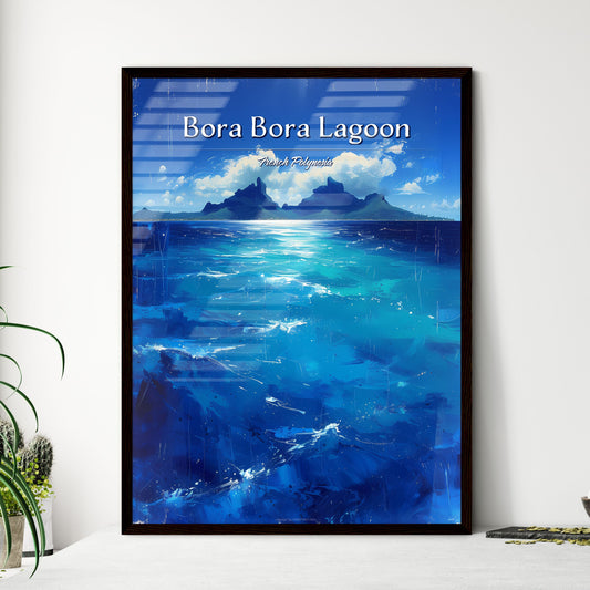 Bora Bora Lagoon, French Polynesia - Art print of a blue ocean with mountains in the distance Default Title