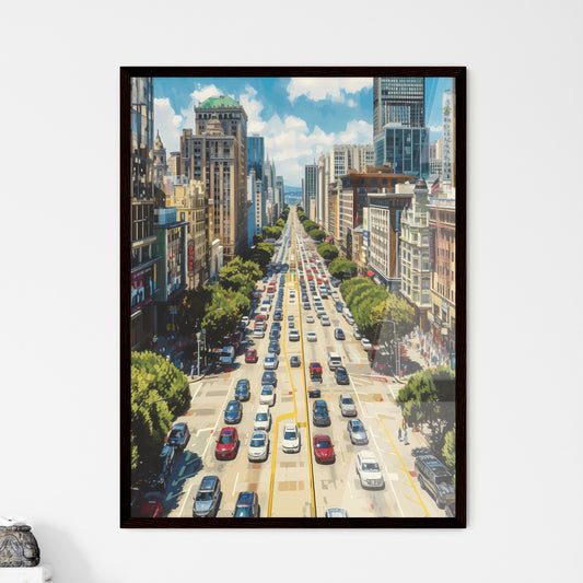 Poster of San Francisco - Art print of a city street with many cars and buildings Default Title