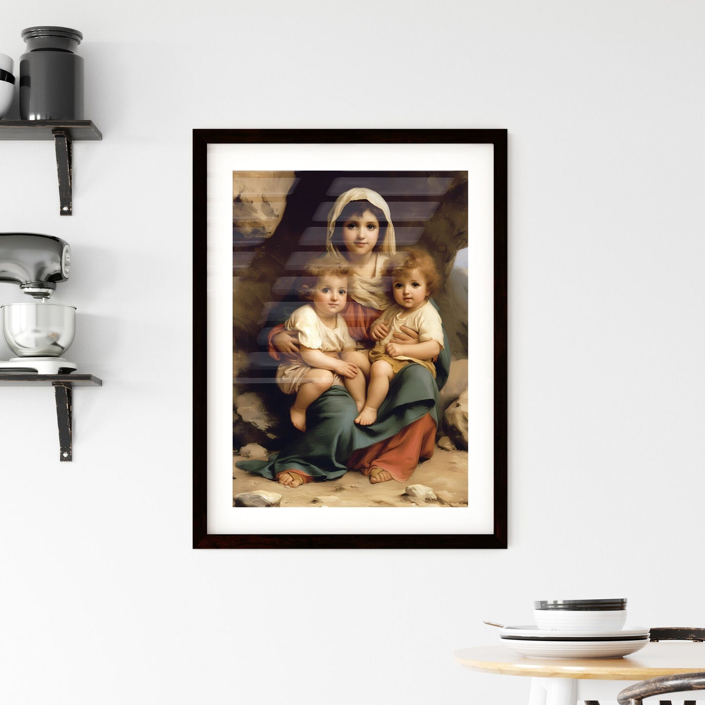 Holy Mary, Mother of God pray for us sinners now and at the hour of our death, amen - Art print of a painting of a woman holding two children Default Title