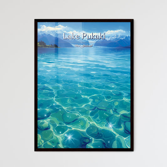 Lake Pukaki, New Zealand - Art print of a blue water with snow covered mountains in the background Default Title