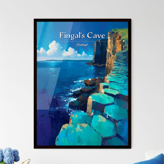Fingal_s Cave, Scotland - Art print of a painting of a cliff and water Default Title