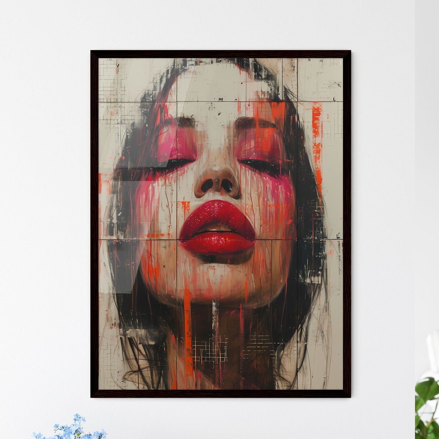 Vibrant red lips pop - Art print of a painting of a woman with red lipstick Default Title