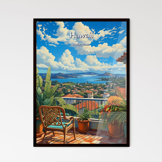 On the roofs of Hawaii, United States - Art print of a balcony with a view of a city and water Default Title
