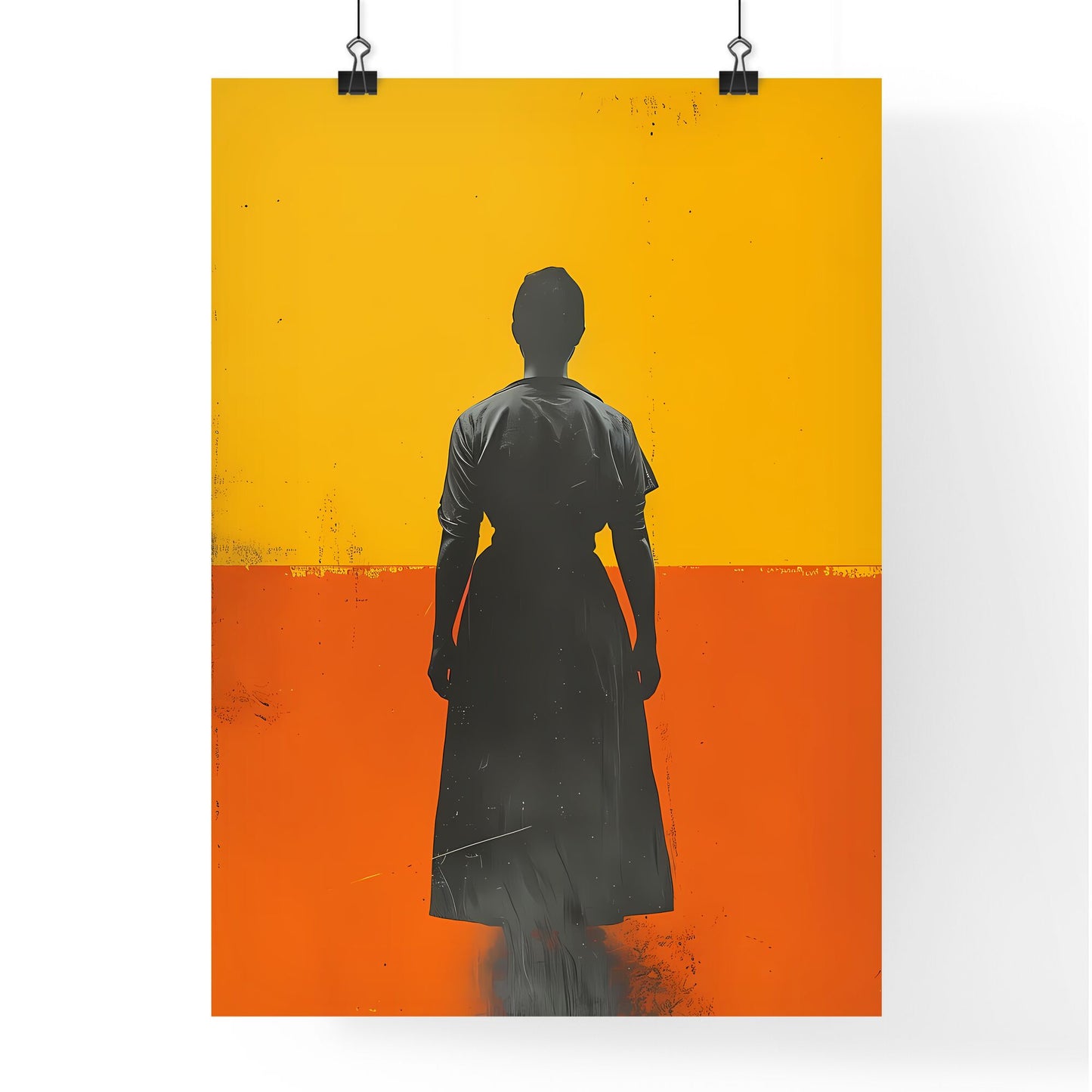 French maid - Art print of a person standing in front of a yellow and orange background Default Title