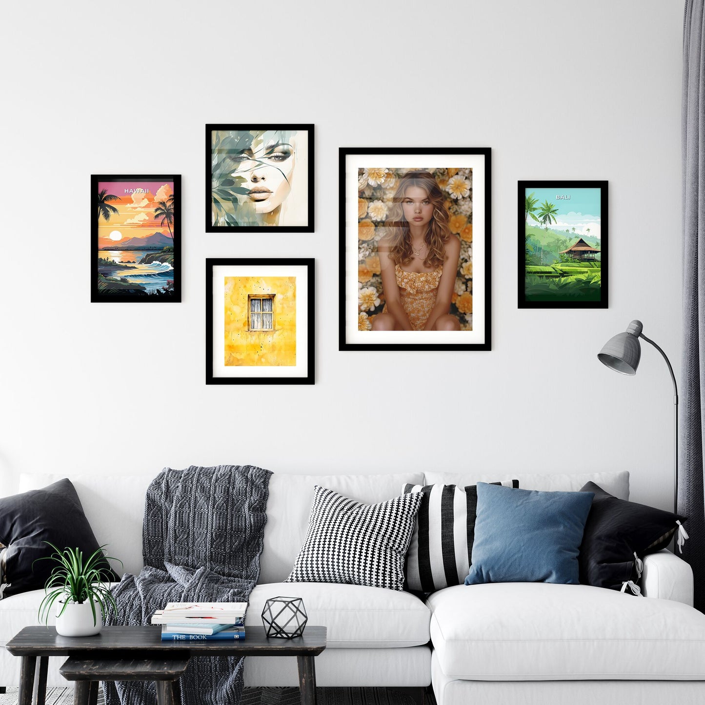 Deep Sea fisherman Rachel Welch - Art print of a woman sitting in front of a wall of flowers Default Title