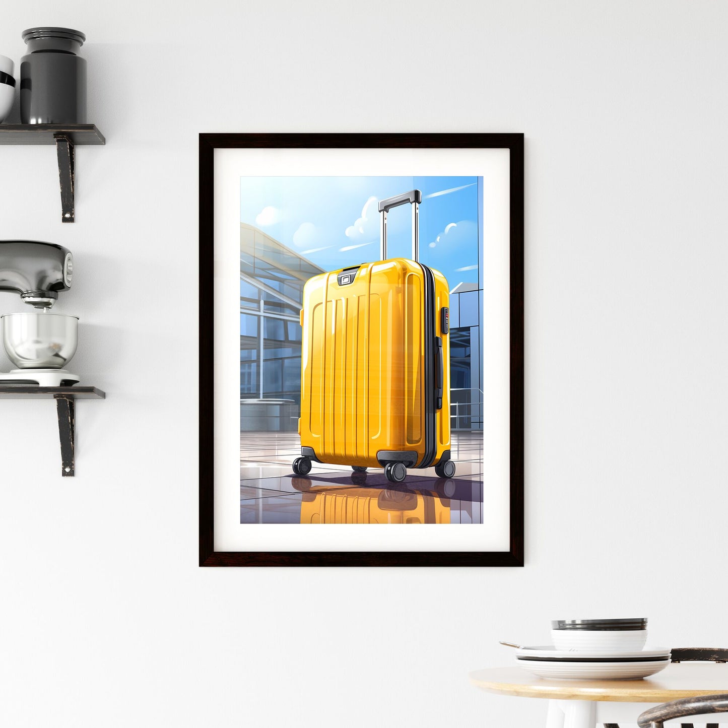 Pack your bags with adaptability today - Art print of a yellow suitcase in a building Default Title