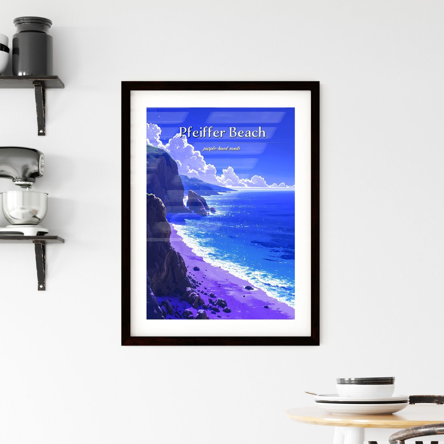 Pfeiffer Beach - Art print of a rocky beach with blue water and clouds Default Title