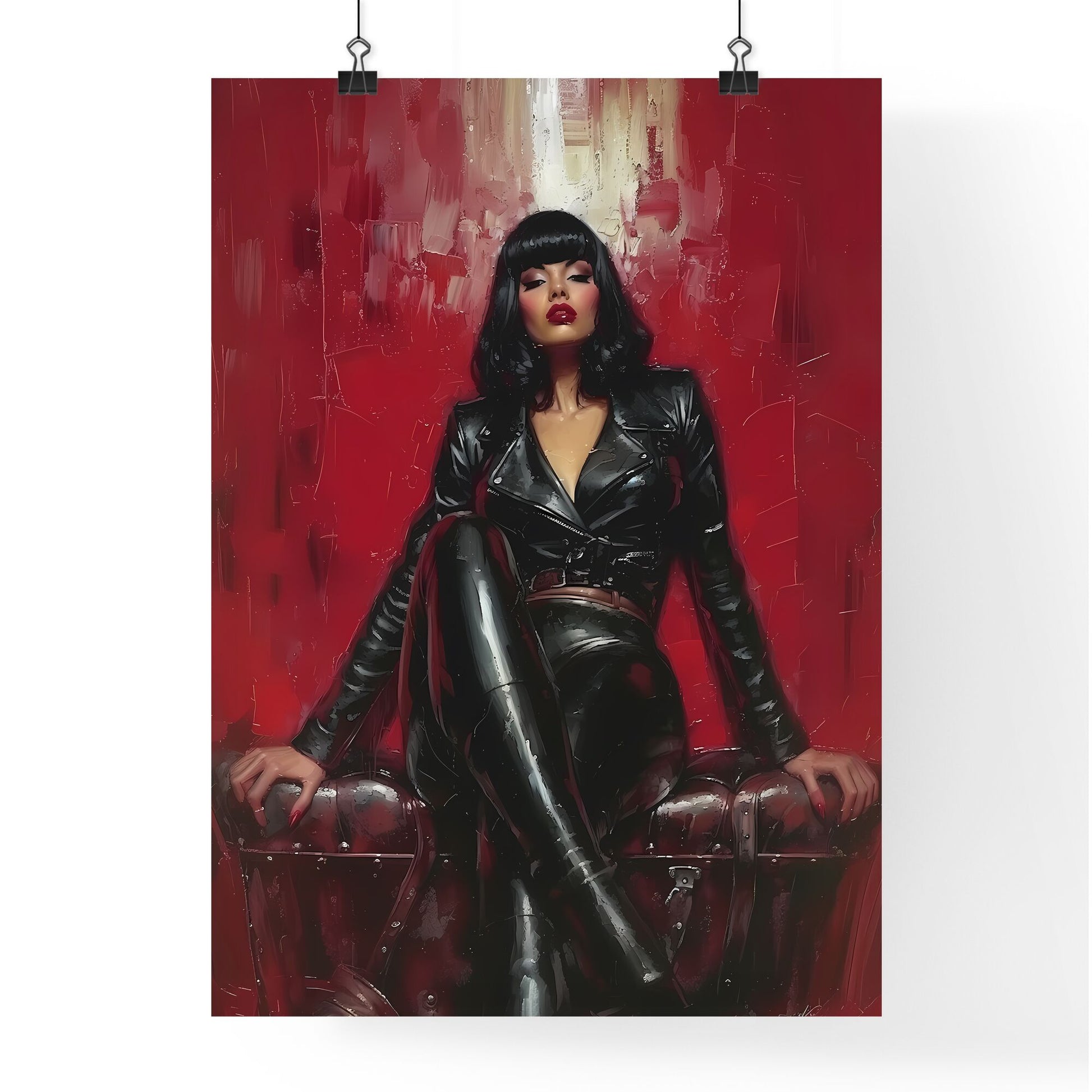 Pin up style pin up art hollywood - Art print of a woman in a leather jacket Default Title