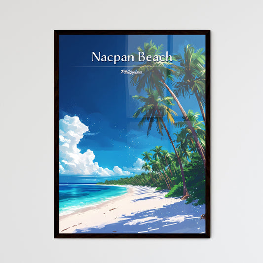 Nacpan Beach, Philippines - Art print of a beach with palm trees and a body of water Default Title