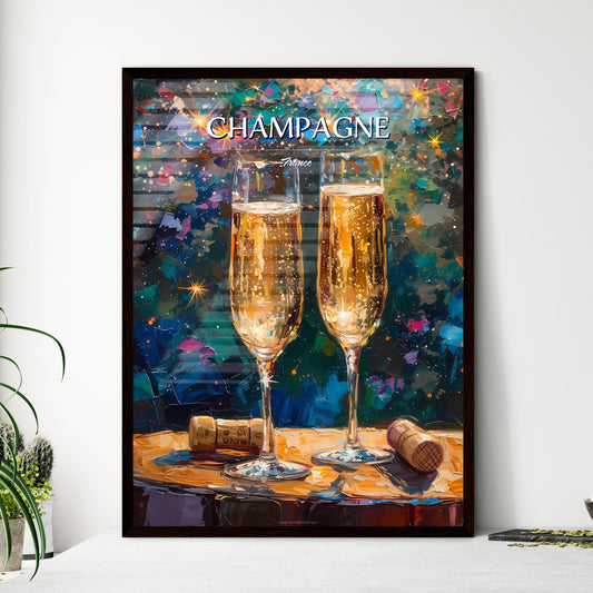 Champagne, France - Art print of a pair of champagne glasses on a table Default Title