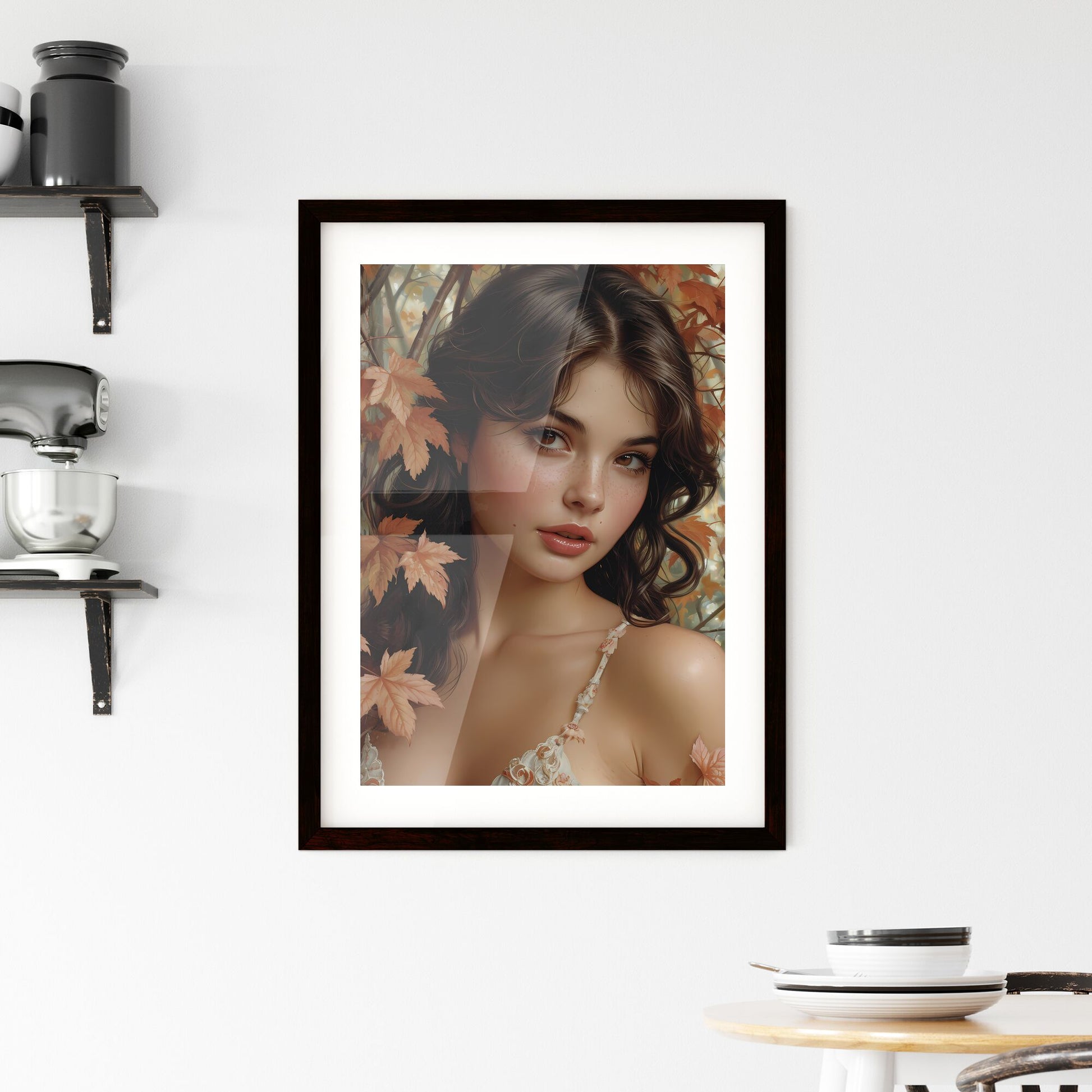 Chubby pin up girl, full body, brunette - Art print of a woman posing for a picture Default Title