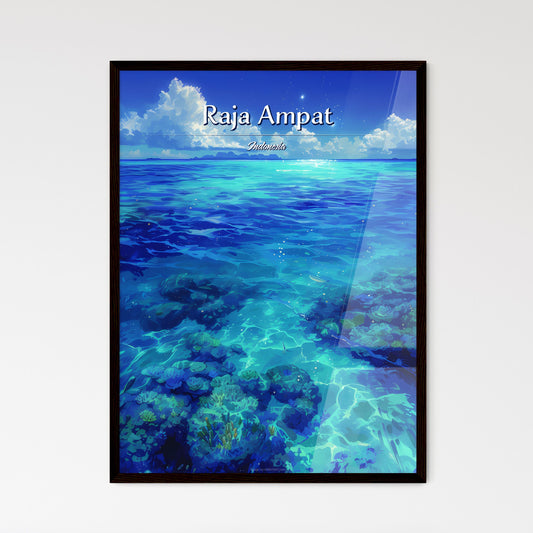 Raja Ampat, Indonesia - Art print of a blue ocean with corals and clouds in the sky Default Title