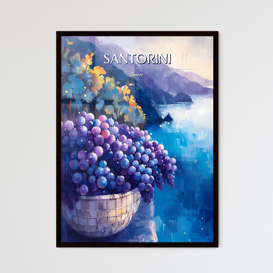 Santorini, Greece - Art print of a painting of a basket of grapes Default Title