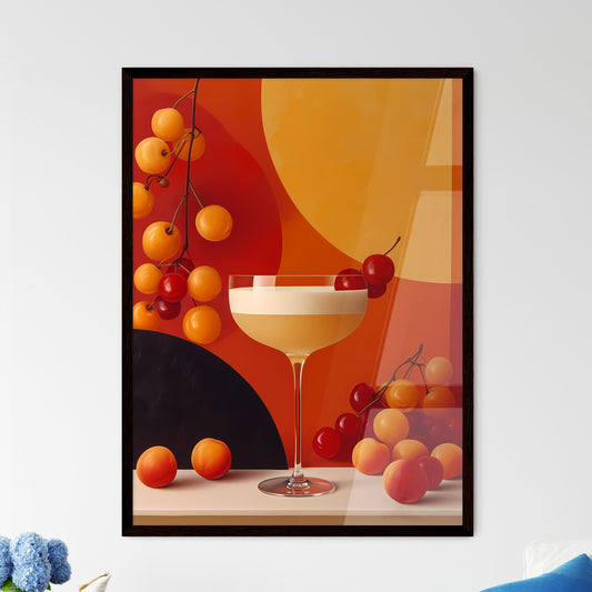 A fruity cocktail radiates hues of yellow - Art print of a glass of liquid next to fruit Default Title