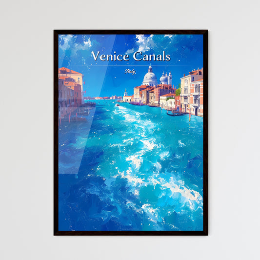 Venice Canals, Italy - Art print of a water way with buildings and a church Default Title