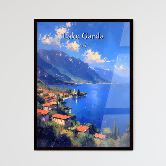 Lake Garda, Italy - Art print of a painting of a town next to a body of water Default Title