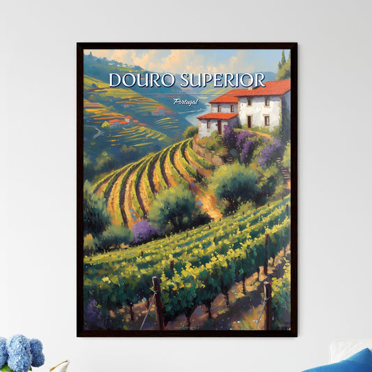 Douro Superior, Portugal - Art print of a house on a hill with rows of vines Default Title