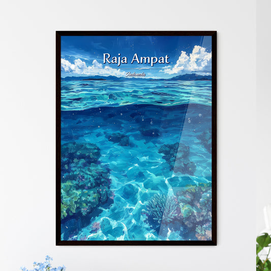 Raja Ampat, Indonesia - Art print of a blue water with corals and clouds in the sky Default Title